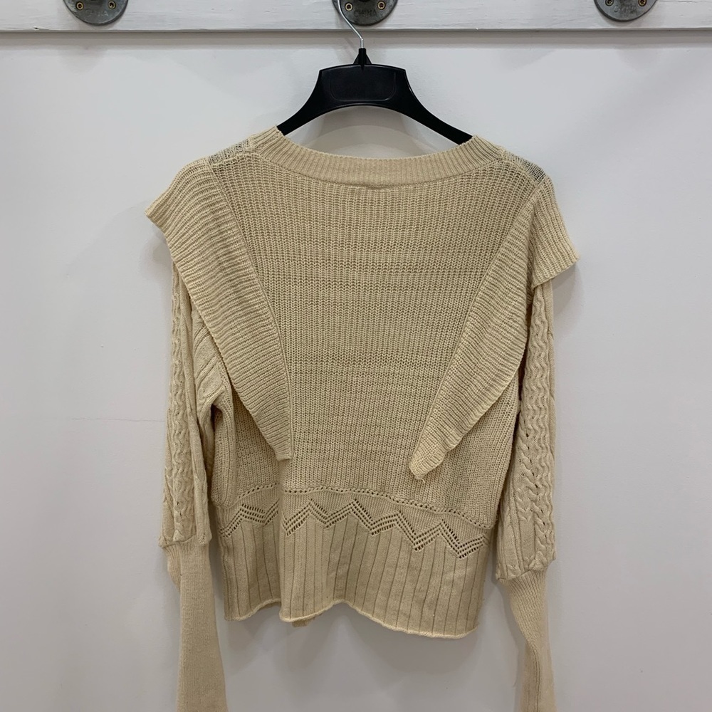 Soft Tan Sweater: Adorable Ruffles! - Picture 3 of 3